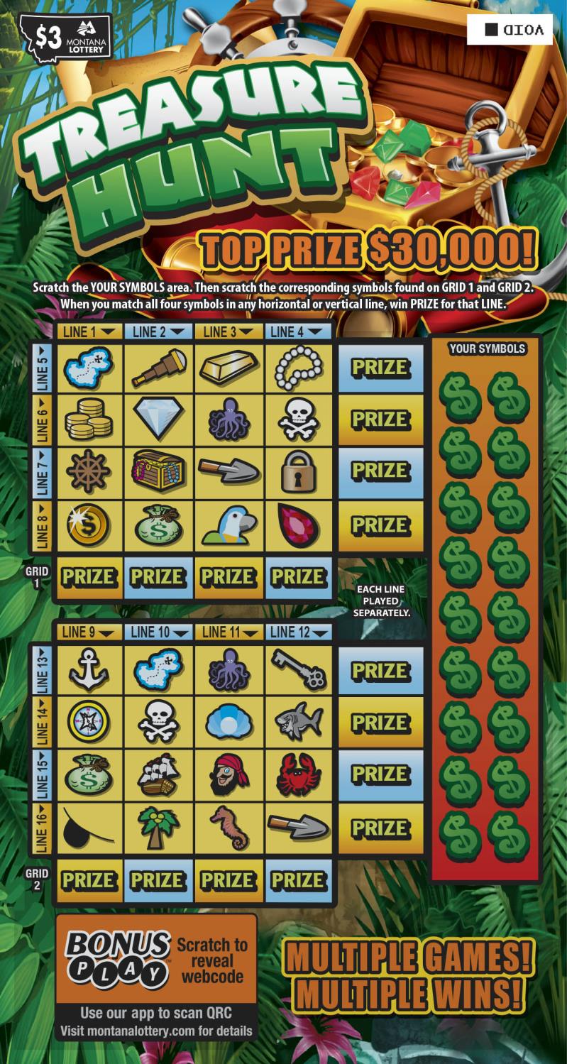 $3 Treasure Hunt Montana scratch-off ticket