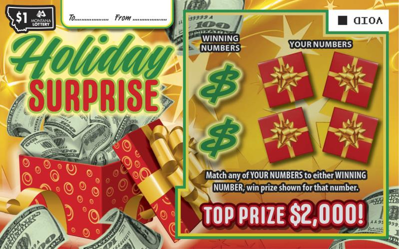 An image depicting the $1 Holiday Surprise Scratch game.
