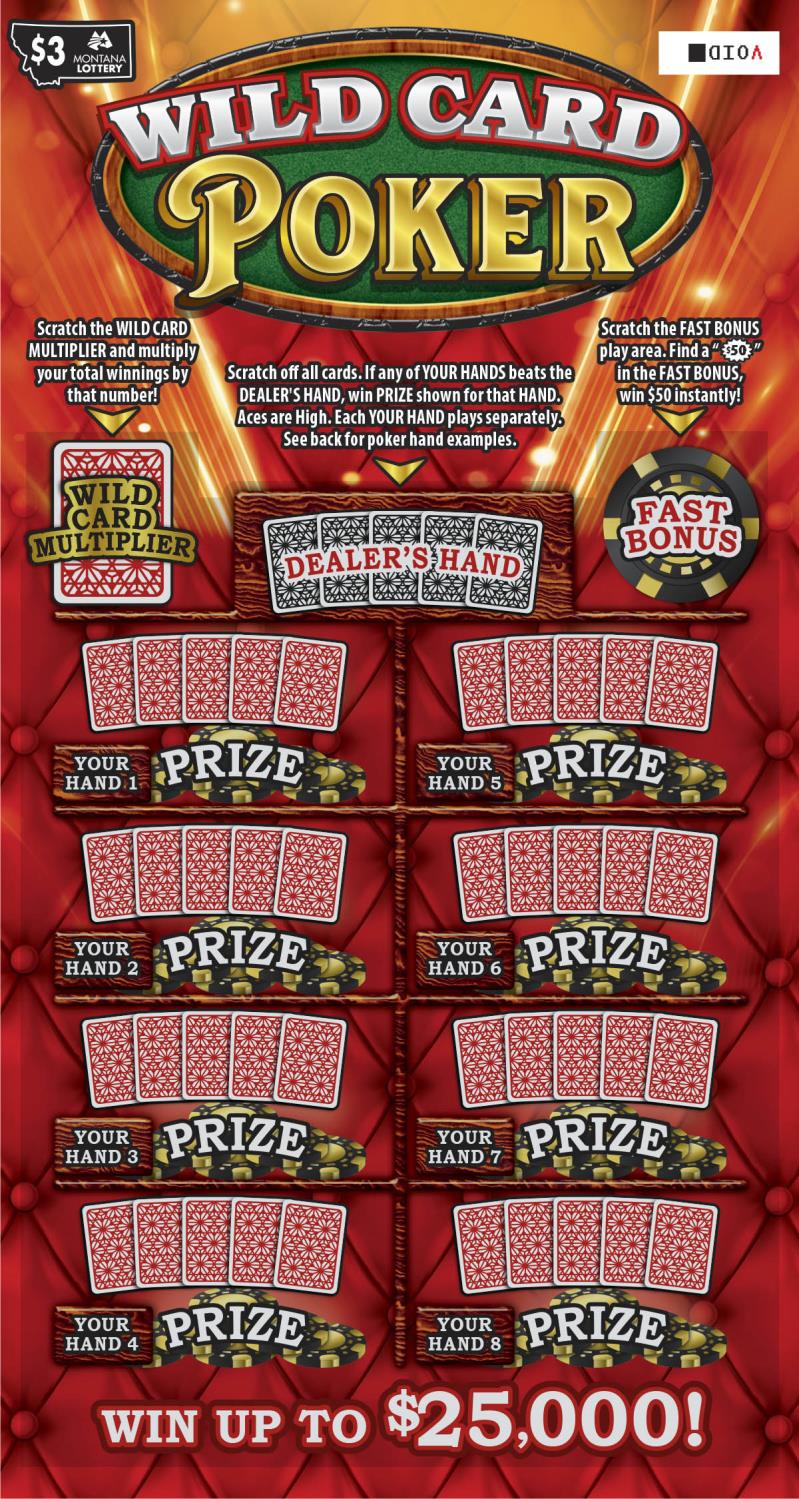 $3 Wild Card Poker Montana scratch-off ticket