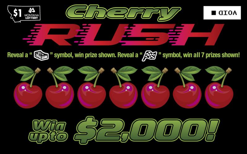 An image depicting the front of the $1 Cherry Rush Scratch game.