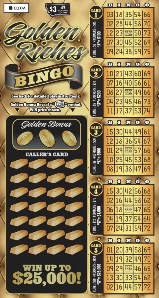 An image depicting the front of the $3 Golden Riches Bingo Scratch game.