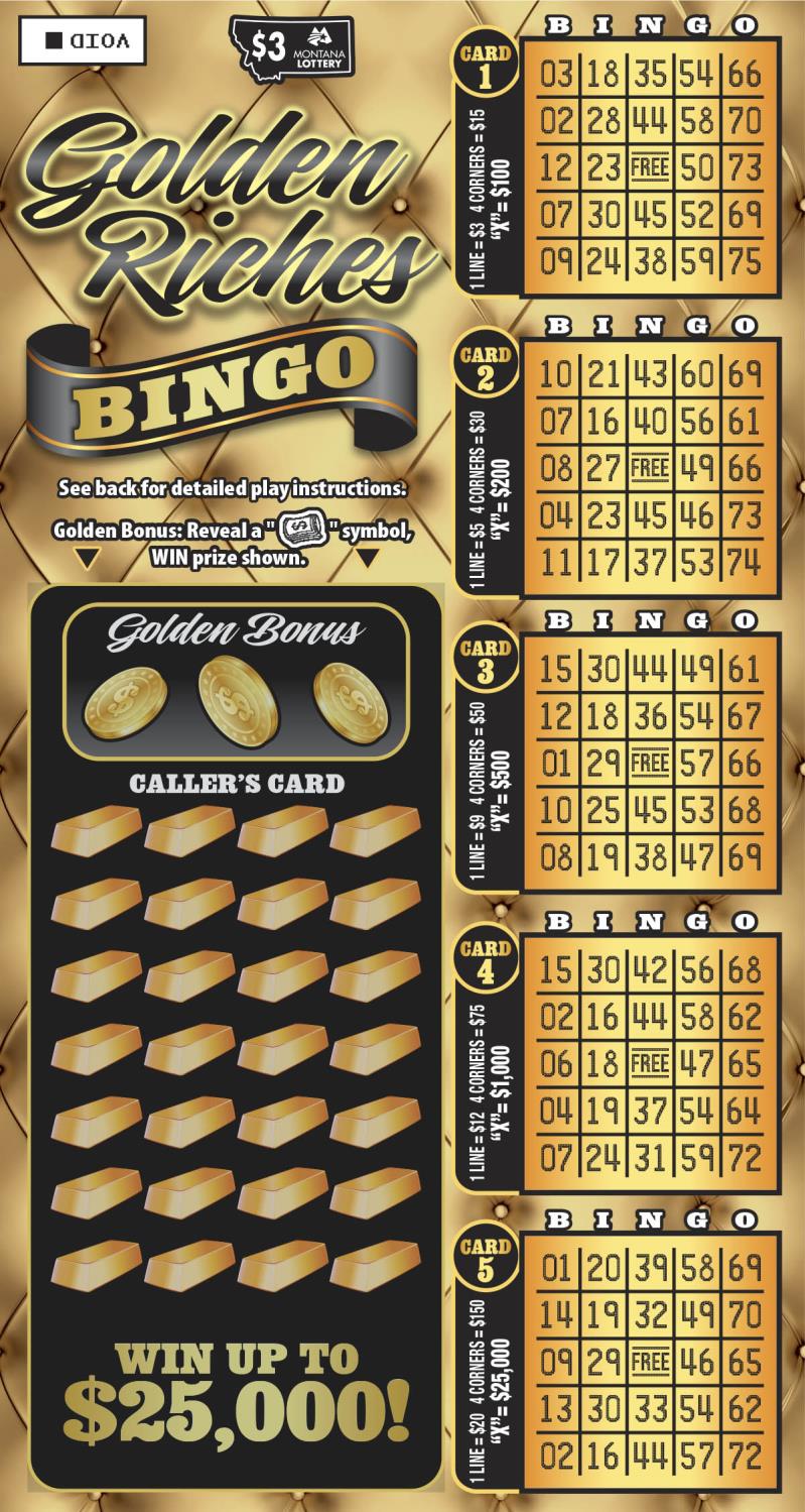 $3 Golden Riches Bingo Montana scratch-off ticket
