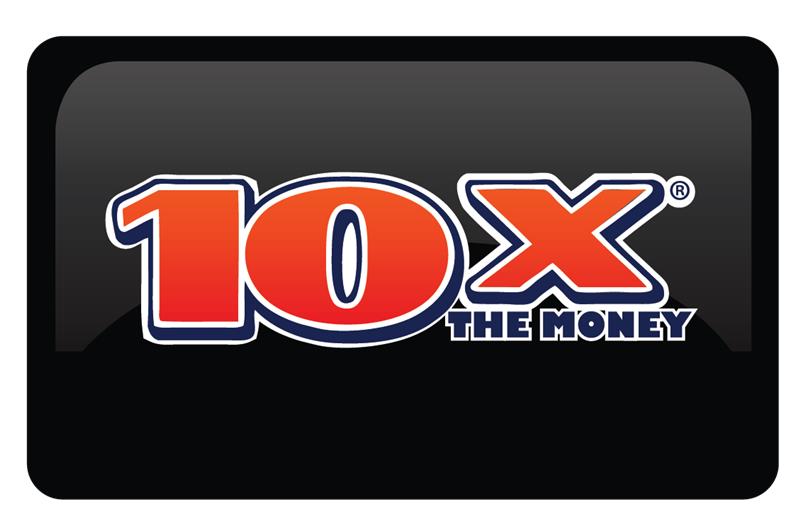 A logo for the $2 10x the Money Treasure Play game.