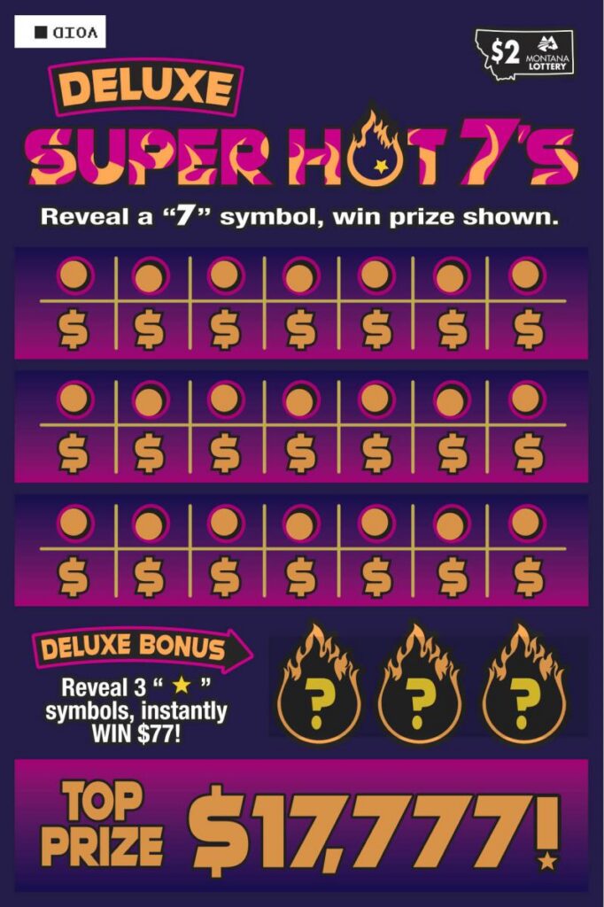 An image depicting the $2 Deluxe Super Hot 7's Scratch game.
