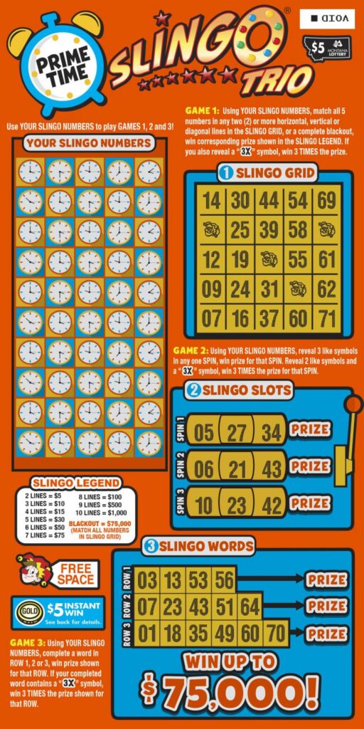 $5 Prime Time Slingo Trio ticket