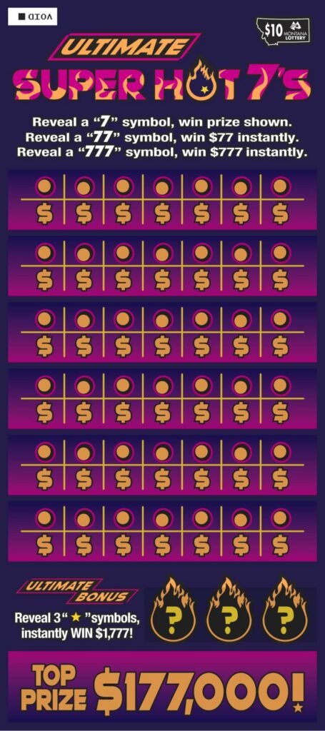 ULTIMATE SUPER HOT 7’S scratch-off ticket