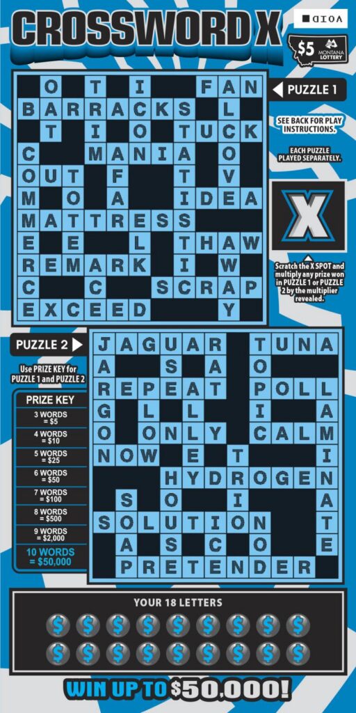 CROSSWORD X scratch-off ticket