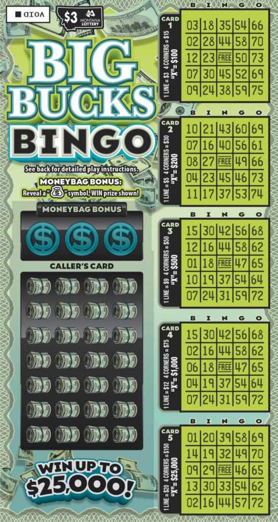 An image depicting the front of the $3 Big Bucks Bingo Scratch game.